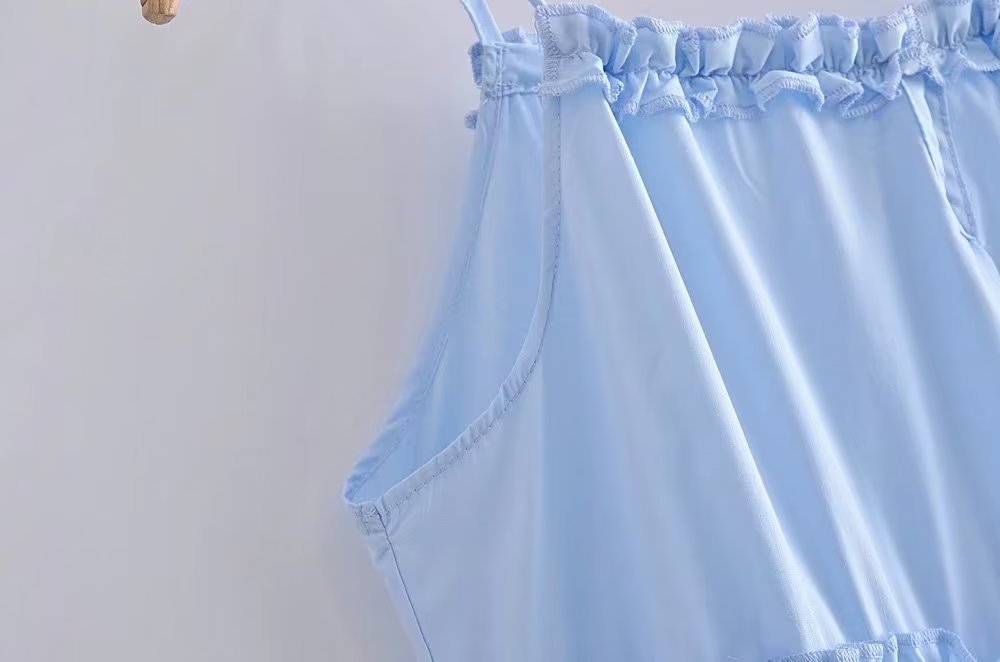 Tru Tiered Rüschen-Maxikleid - Puderblau