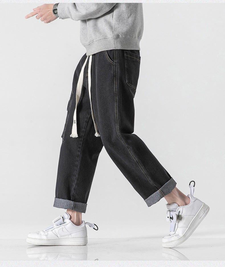 Baggy-Cargohose aus Stonewashed-Denim