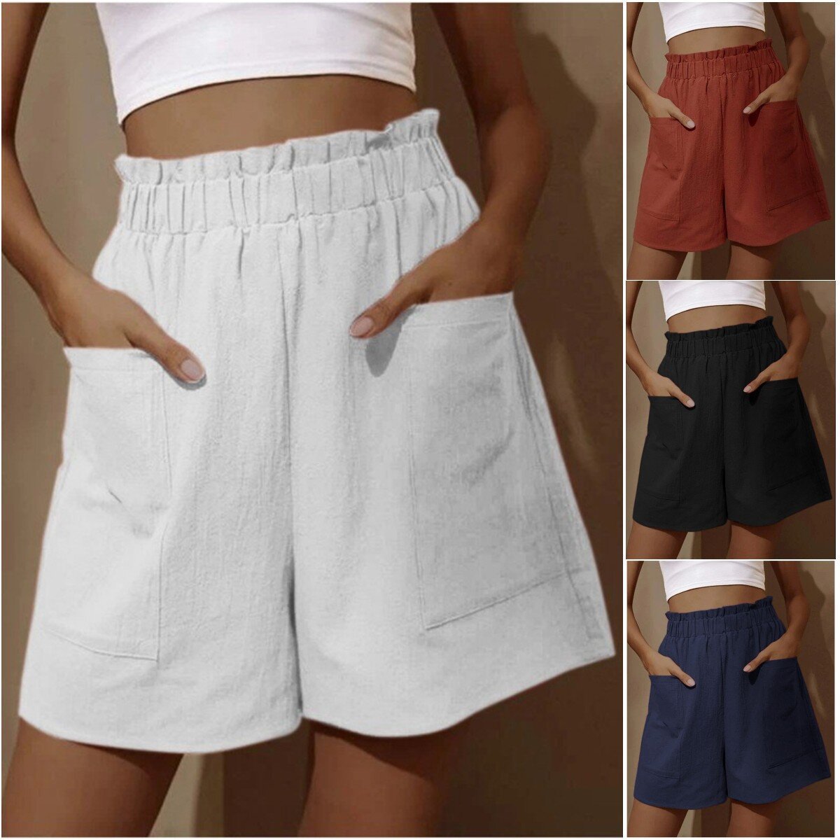 Wynter Shorts aus Baumwolle mit hoher Taille und Paperbag-Taille