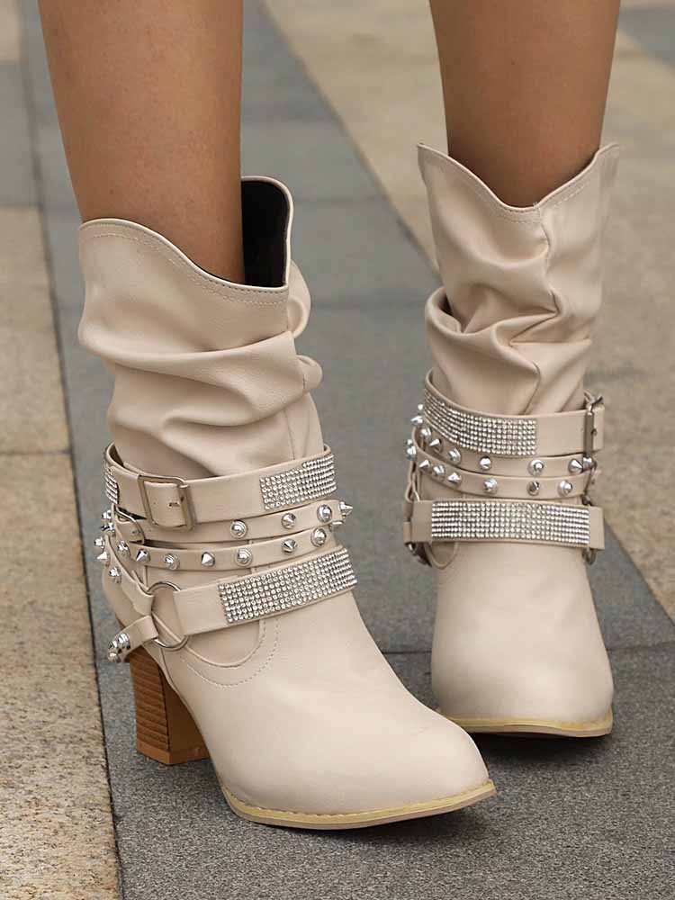 Botines con hebilla de diamantes de imitación