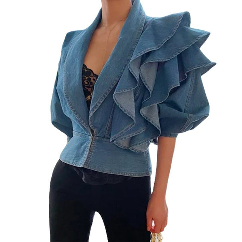 Chaqueta de cuero PU de talla grande con cinturón