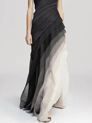 Ombre Layered High Waist Irregular Dress Sai Feel