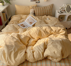 Kariertes Bettwäscheset - Lila