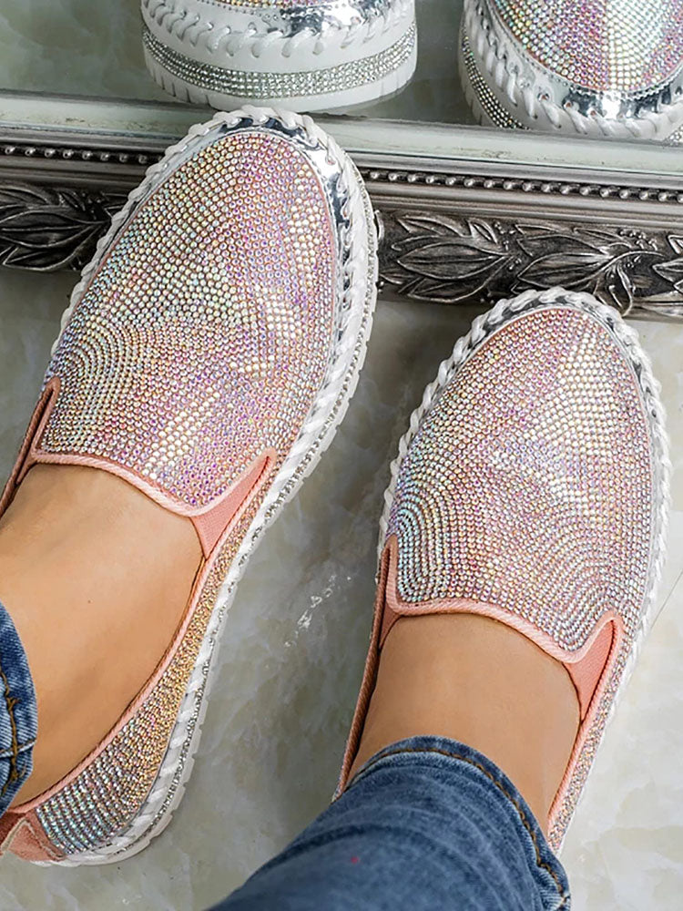 Zapatos sin cordones con plataforma y diamantes de imitación