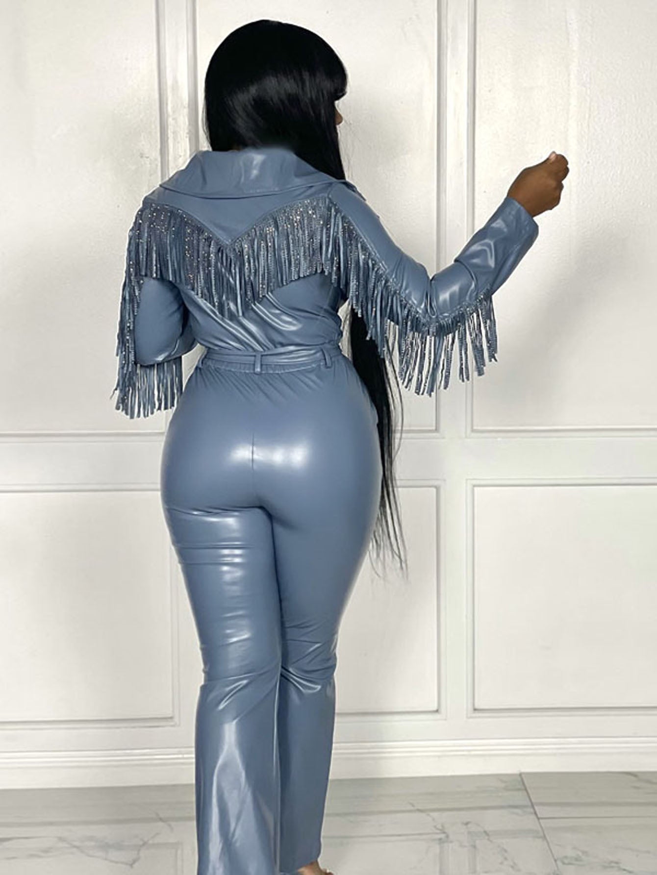 Plus Size PU Leather Jumpsuit Sai Feel