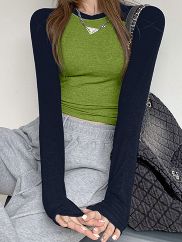 Raglan Sleeve Rib Crop Top
