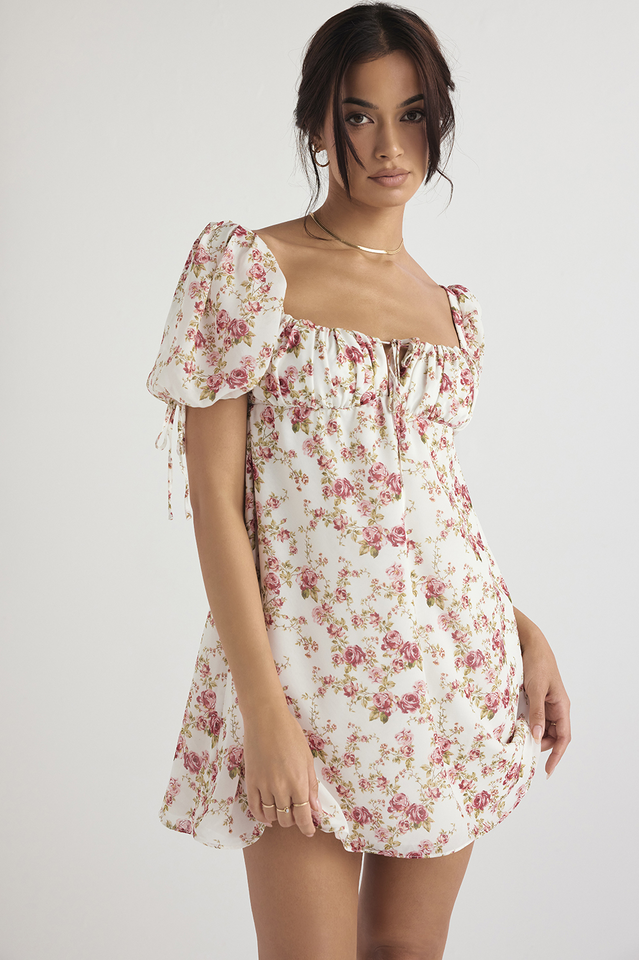 Minikleid aus Georgette mit Prinzessinnen-Print