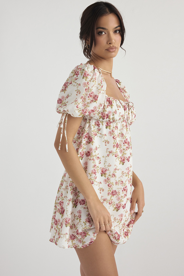 Minikleid aus Georgette mit Prinzessinnen-Print