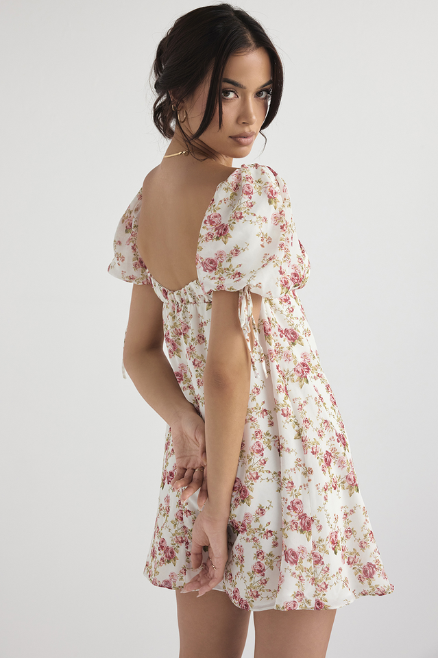 Minikleid aus Georgette mit Prinzessinnen-Print