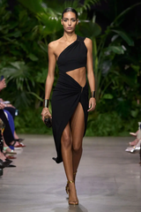 Midikleid mit One-Shoulder-Träger und Cut-Outs am Oberschenkel