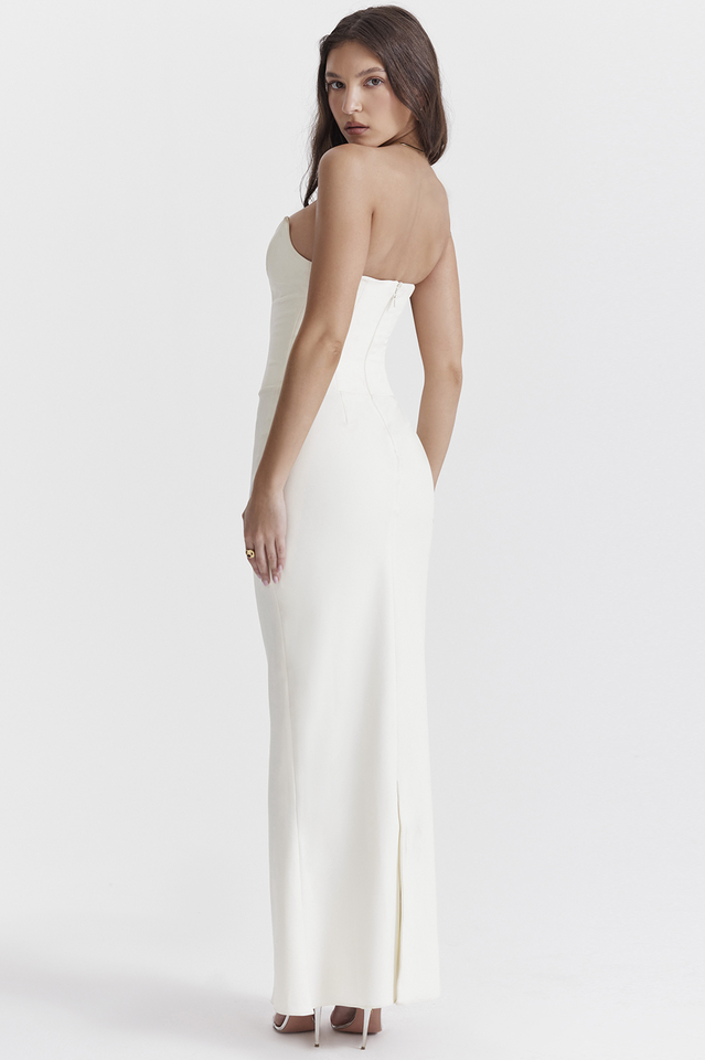 Tamara Elfenbeinfarbenes trägerloses Korsettkleid