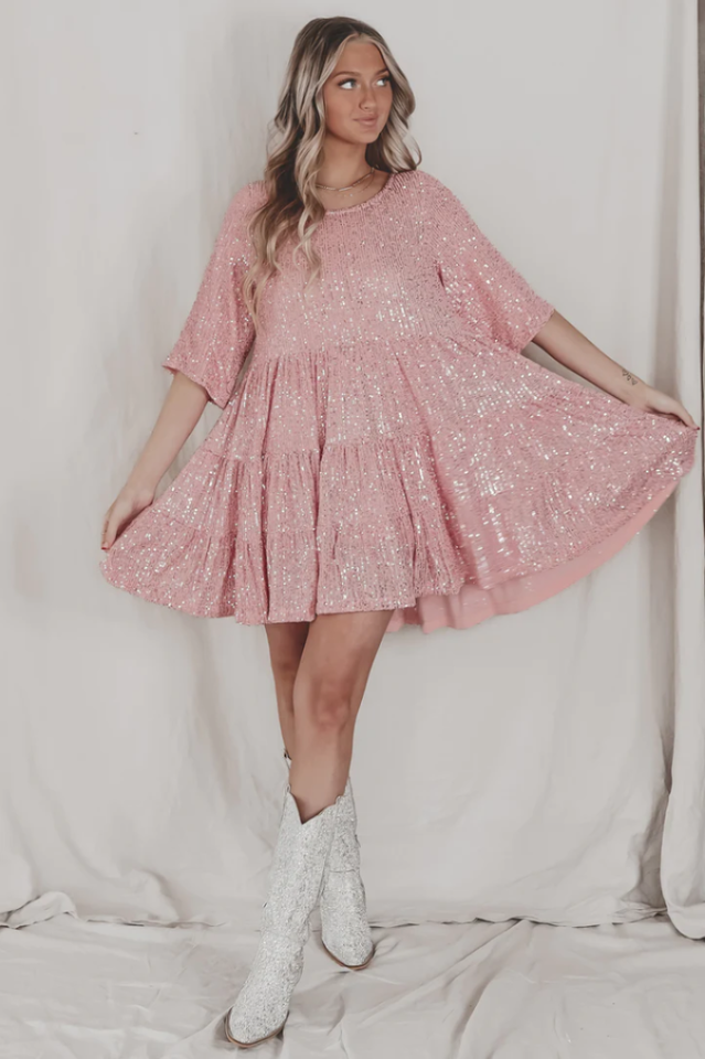 My Queen – Pailletten-Babydoll-Kleid