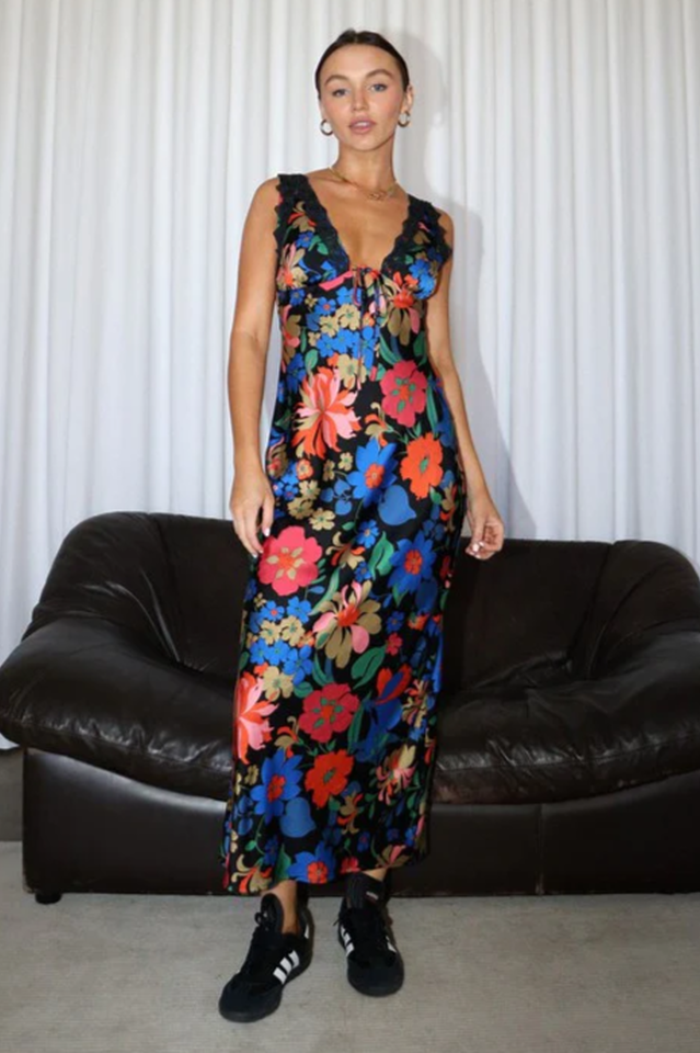Ärmelloses Maxikleid „Miara“ mit Blumenmuster