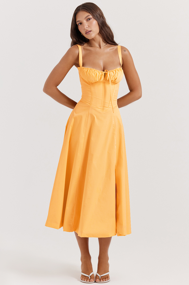 Carmen Tangerine Bustier-Sommerkleid