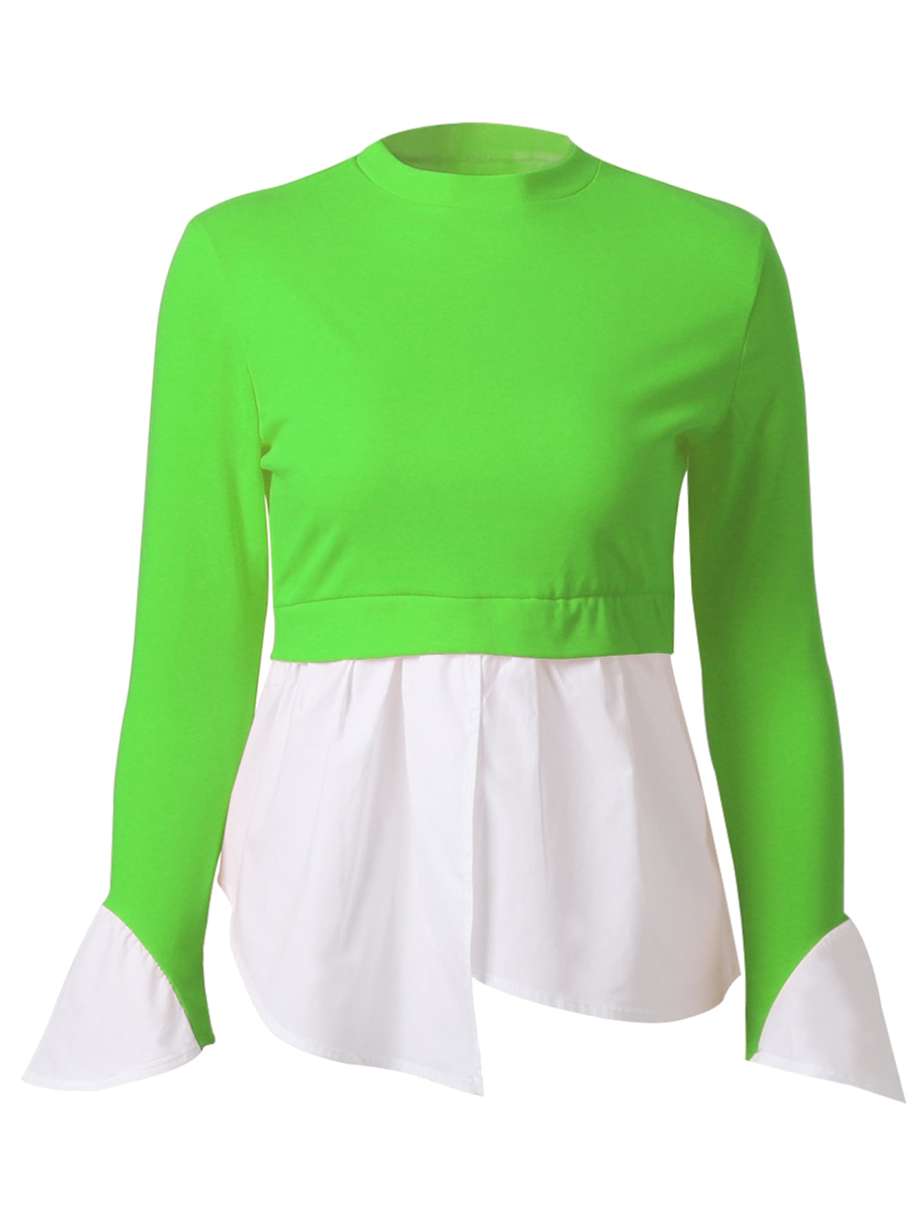 Round Neck Color Block Shirt Sai Feel