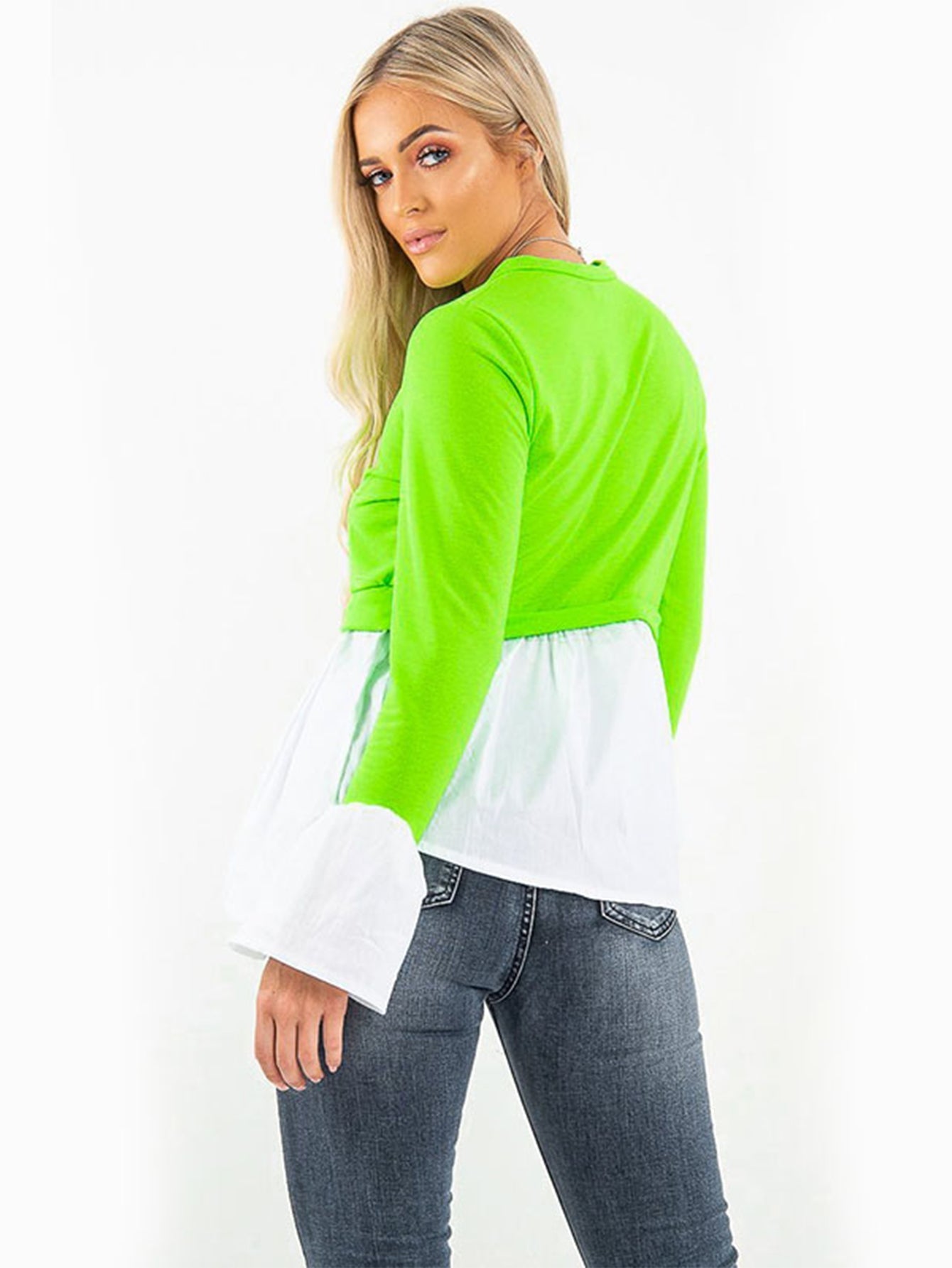 Round Neck Color Block Shirt Sai Feel