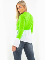 Round Neck Color Block Shirt Sai Feel