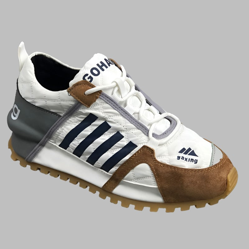 Unisex Bubuk Loafer Sneakers aus dickem Spaltleder mit überkreuzten Schnürsenkeln