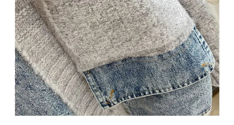 Chaqueta vaquera fresca con funda de cárdigan de punto