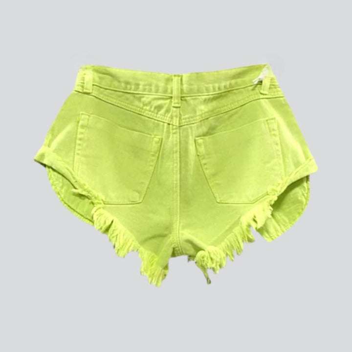 Distressed-Jeansshorts in Neonfarbe