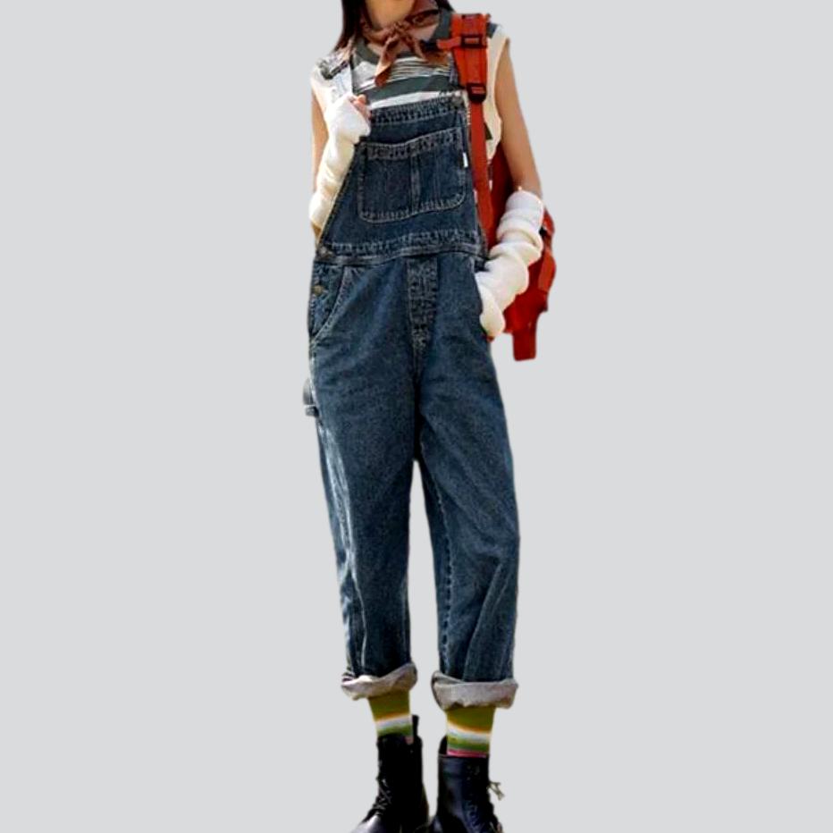 Gerader, lockerer Jeans-Jumpsuit für Damen