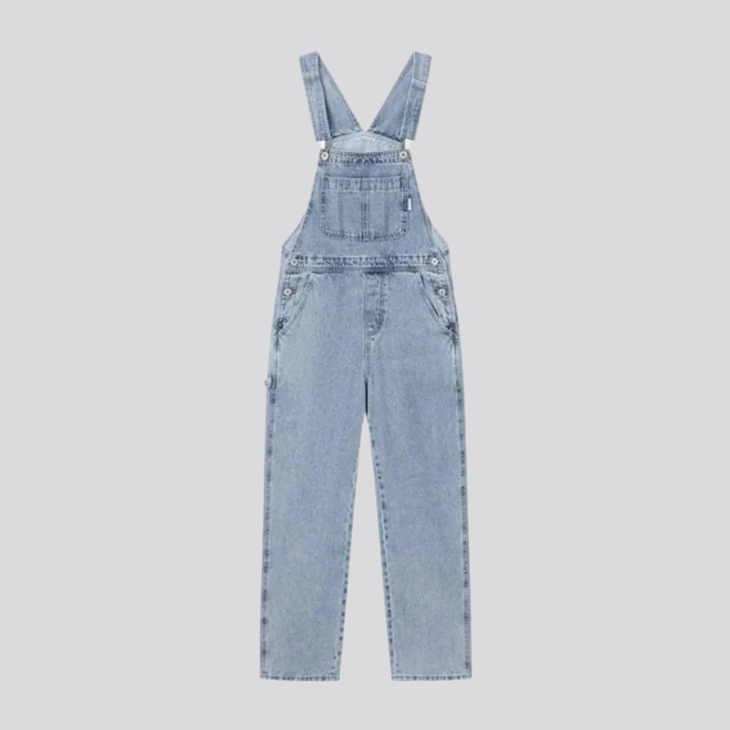 Gerader, lockerer Jeans-Jumpsuit für Damen
