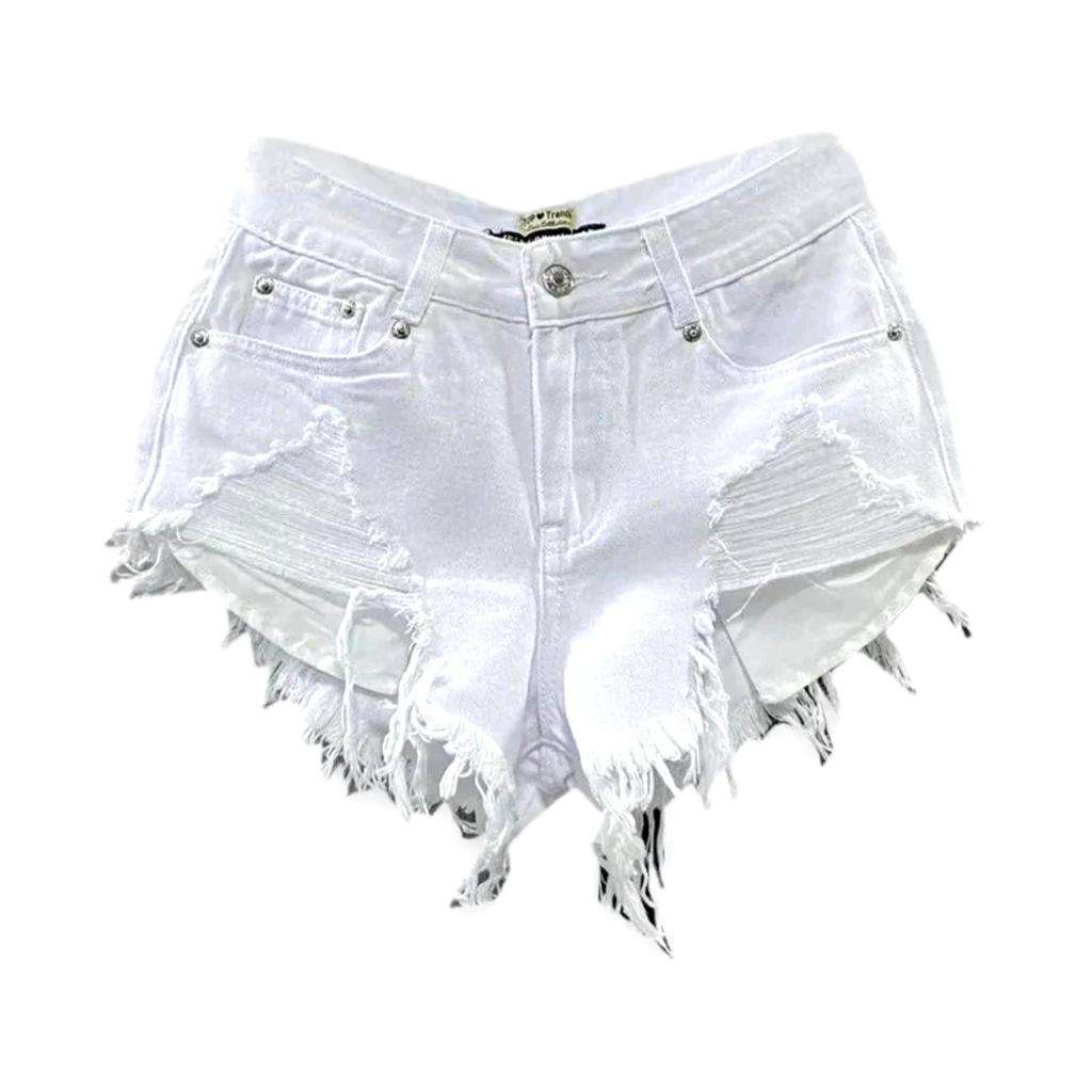 Distressed-Jeansshorts mit niedriger Taille