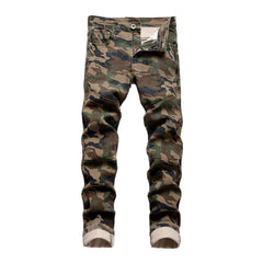 Herren-Jeanshose mit Camouflage-Print