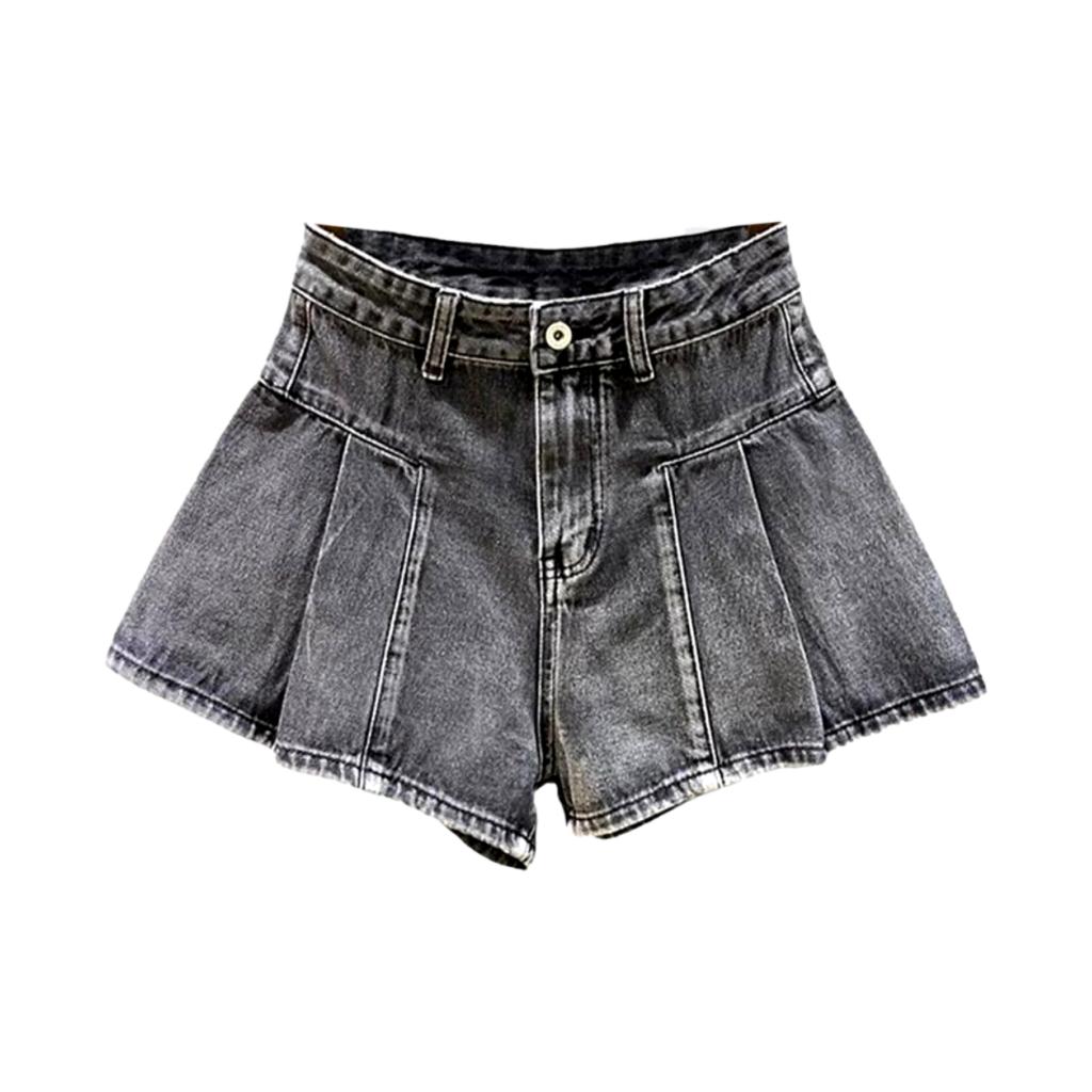 Farbige Jeansshorts mit Bundfalten