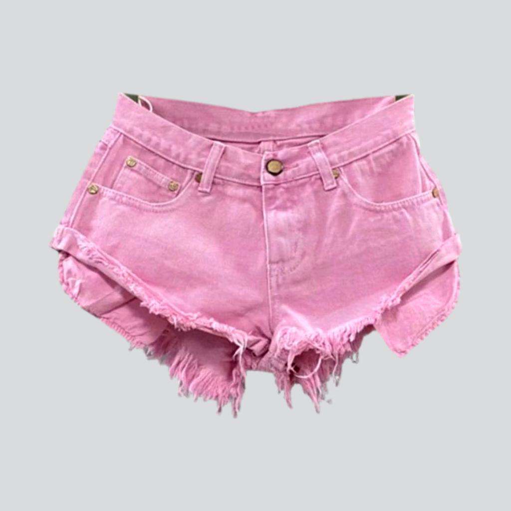 Distressed-Jeansshorts in Neonfarbe