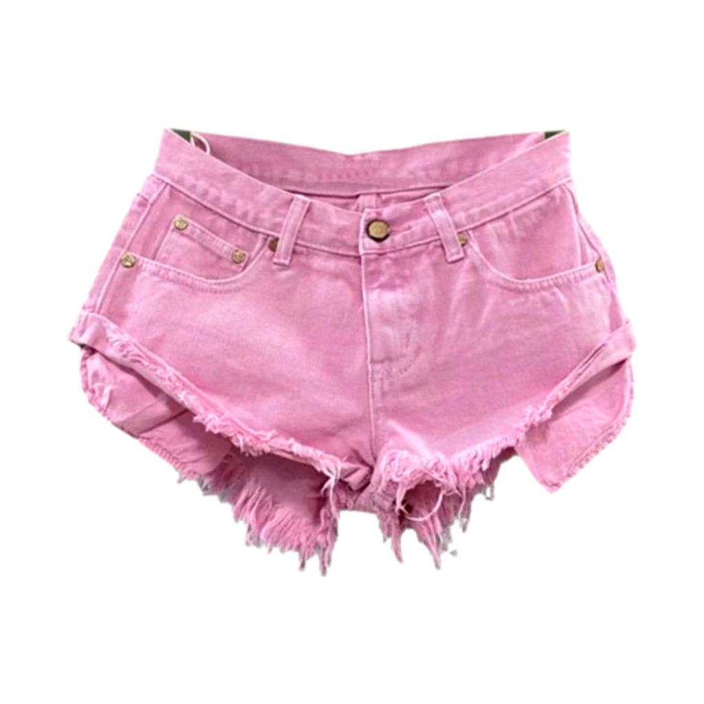 Distressed-Jeansshorts in Neonfarbe