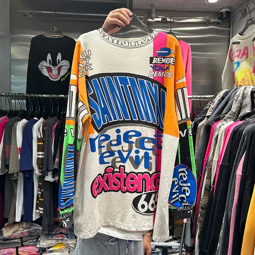 Letter Printed Cotton T Shirts for Women Fashionable Long Sleeve