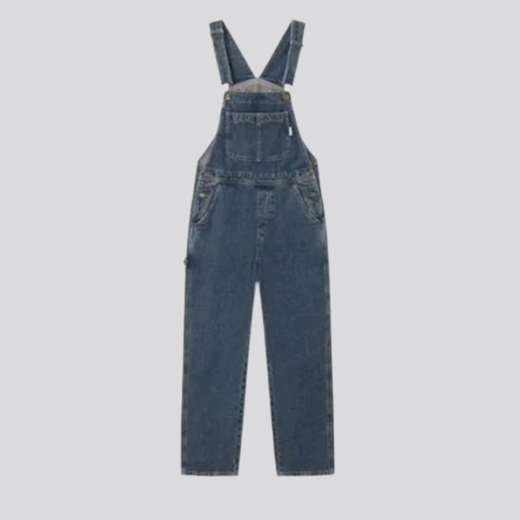 Gerader, lockerer Jeans-Jumpsuit für Damen