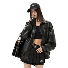 Chaqueta de cuero casual coreana