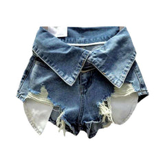 Shorts vaqueros desgastados con cuello y cintura