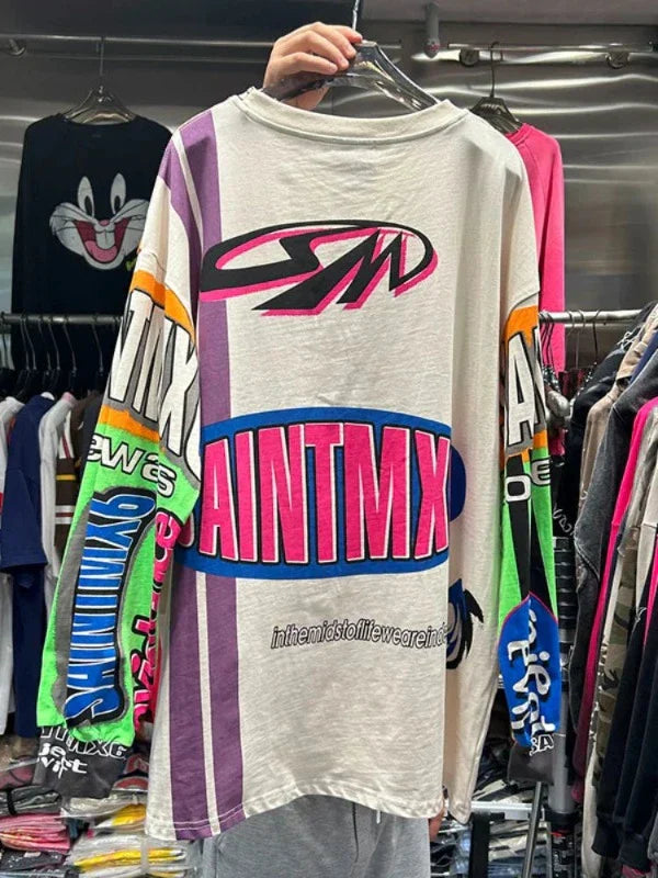 Letter Printed Cotton T Shirts for Women Fashionable Long Sleeve