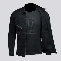 Chaqueta vaquera negra ajustada para hombre