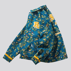 Chaqueta vaquera con bordado floral amarillo