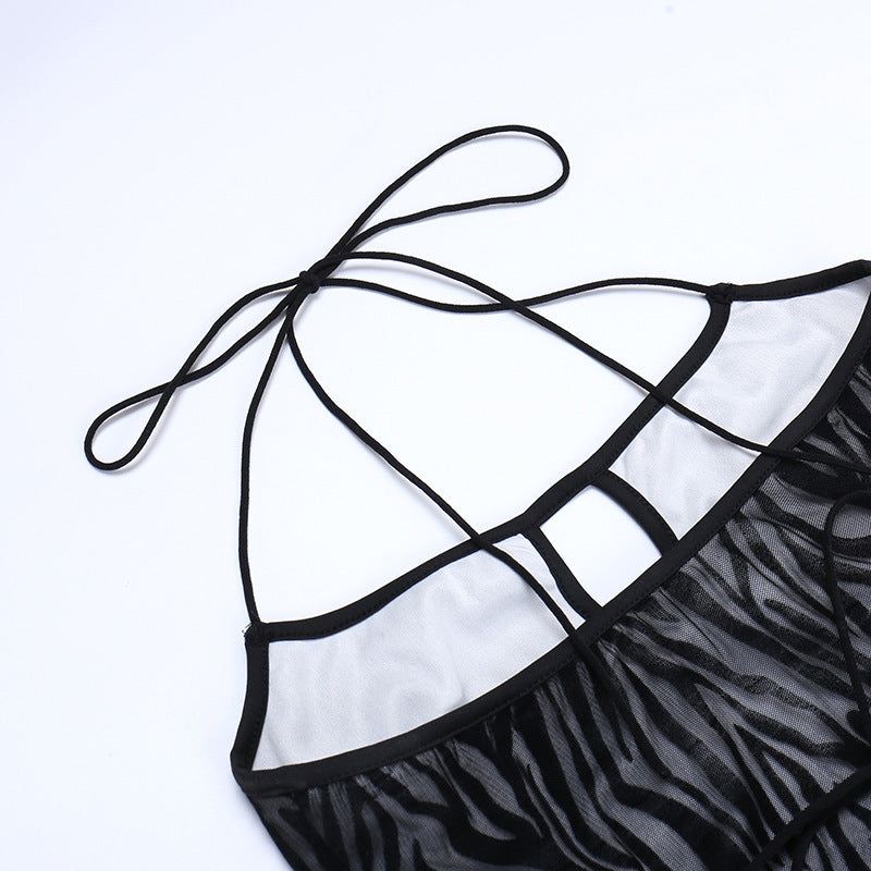 Minikleid mit Cut-Out und Prägung „The Black Swan“