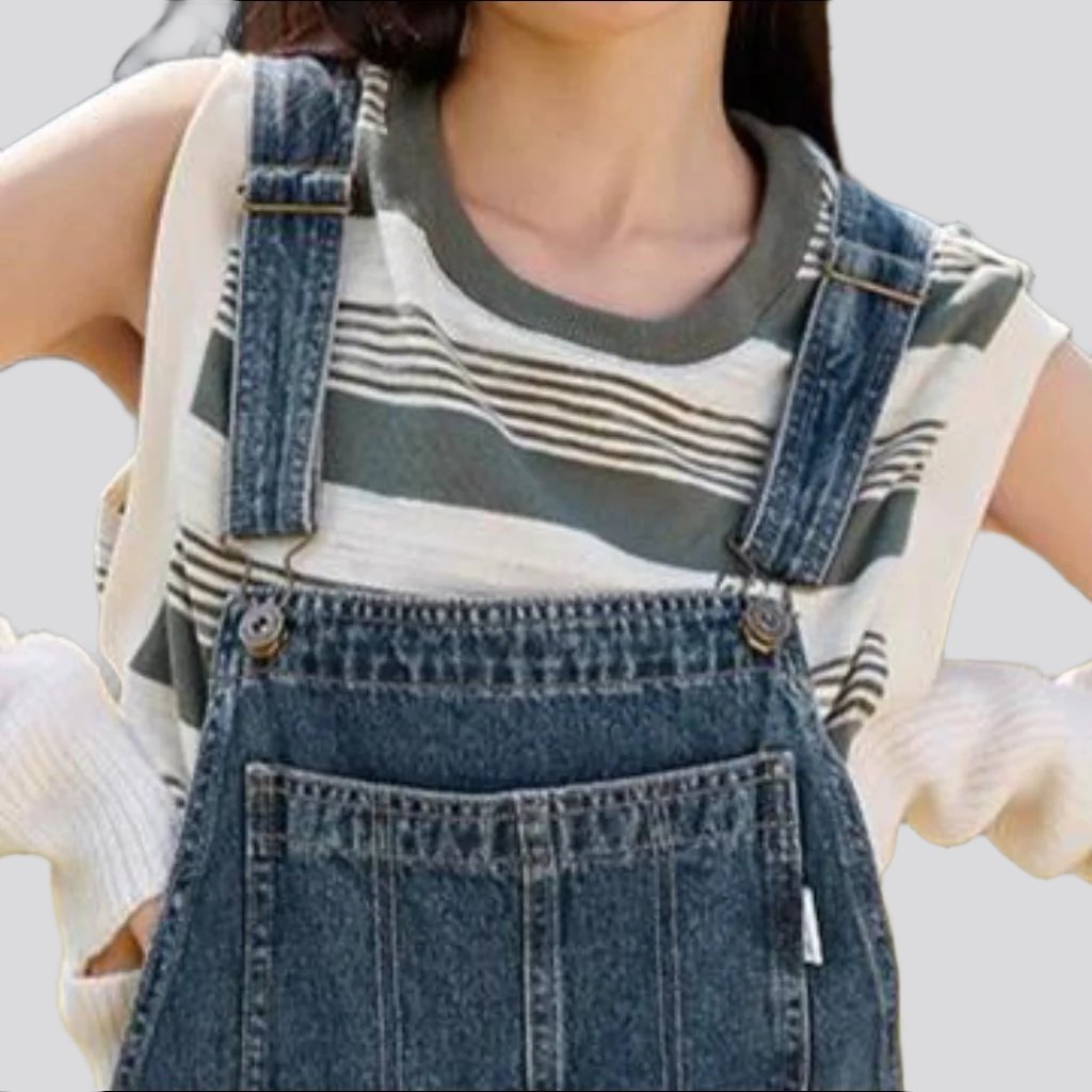 Gerader, lockerer Jeans-Jumpsuit für Damen