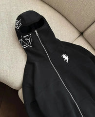 Sudadera con capucha extragrande negra con estampado gráfico de rayas