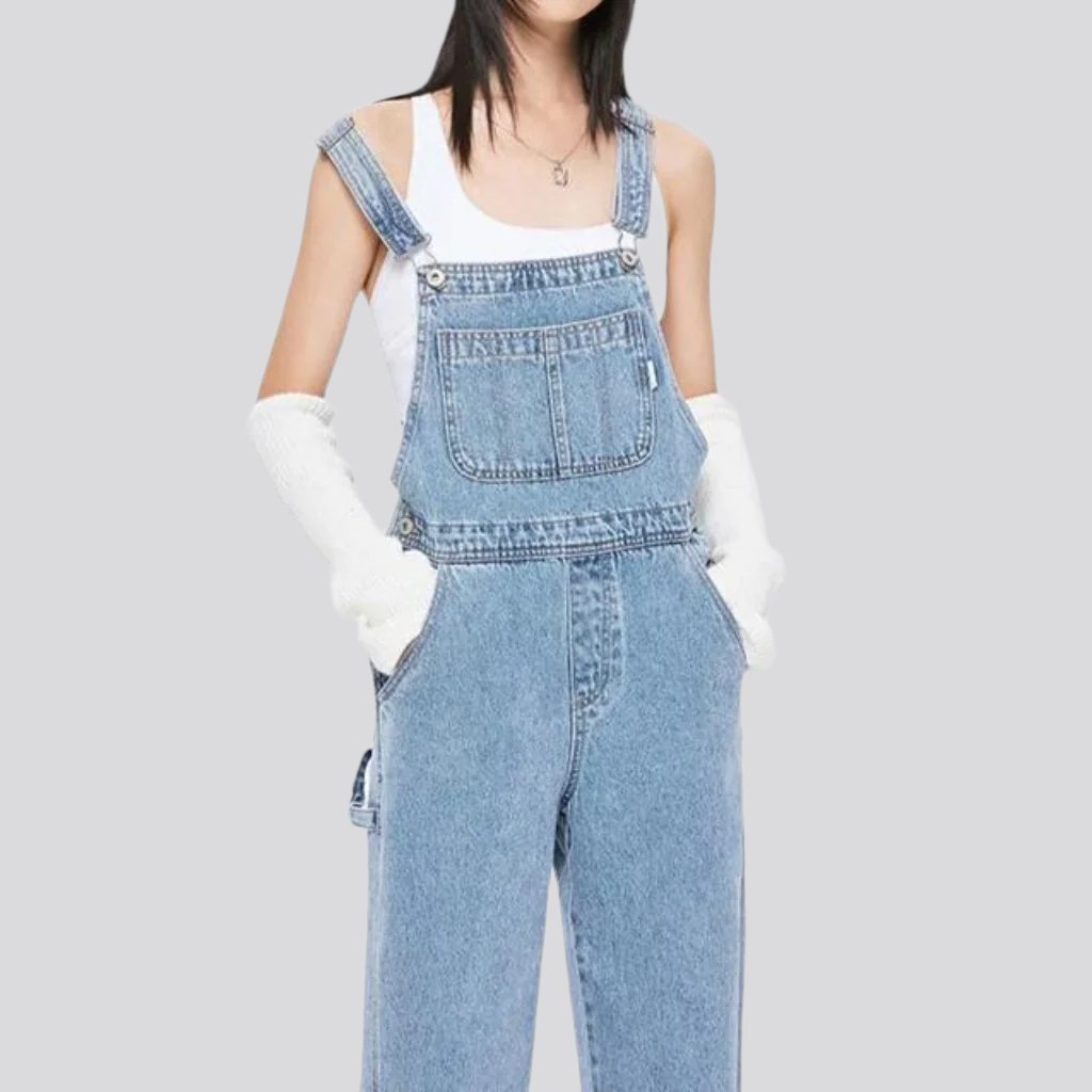 Gerader, lockerer Jeans-Jumpsuit für Damen