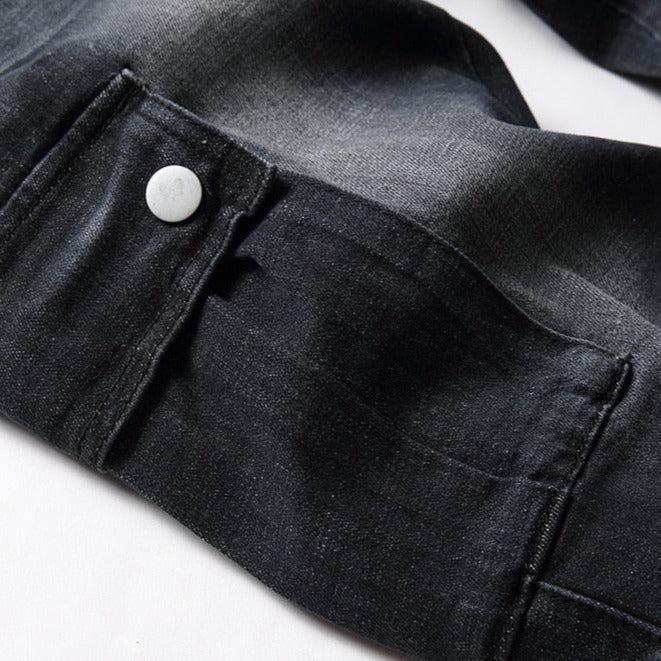Weiße Patch-Bikerjeans für Herren