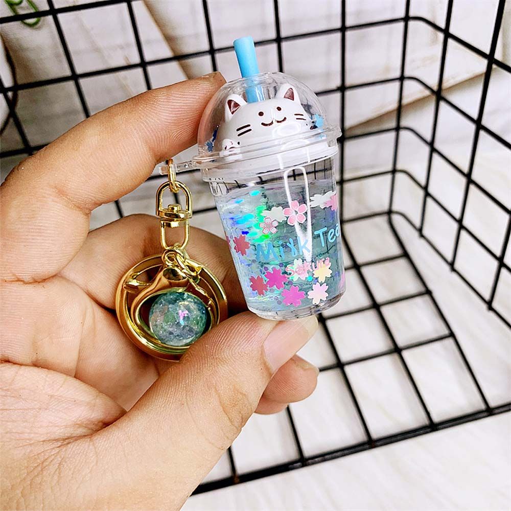 Kawaii Cat Milk Tea Cup Keychain