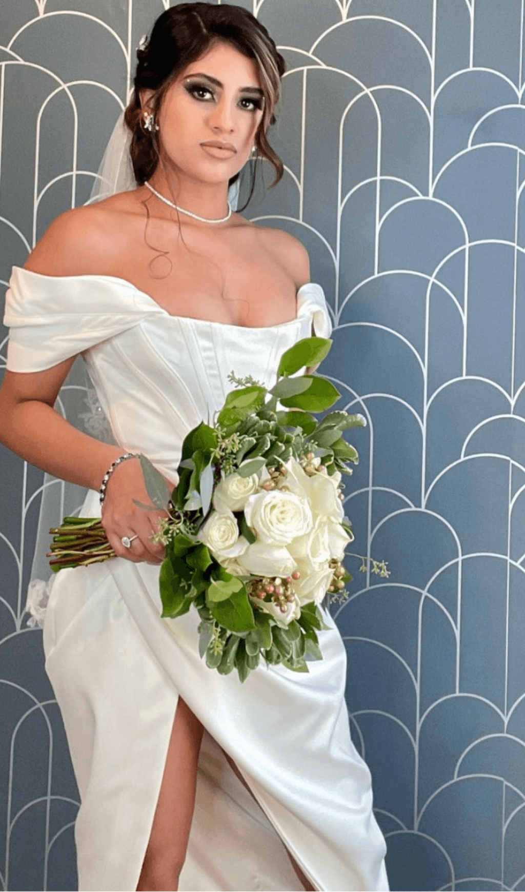 Satin Corset Midi Dress In White