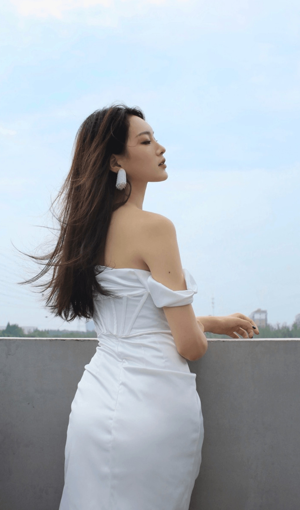Satin Corset Midi Dress In White