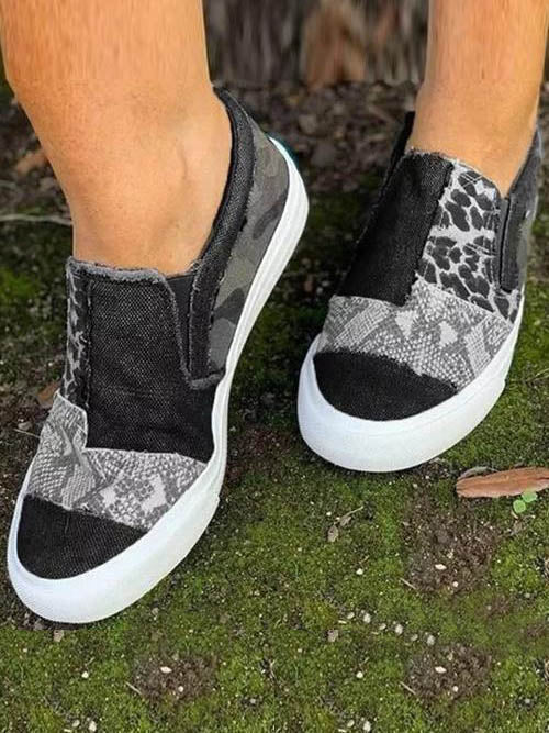 Slip-on-Canvas mit Schlangen-Leoparden-Print