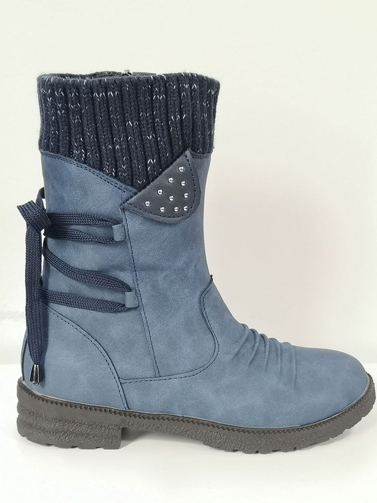 Botas cortas con tacones de bloque y cordones