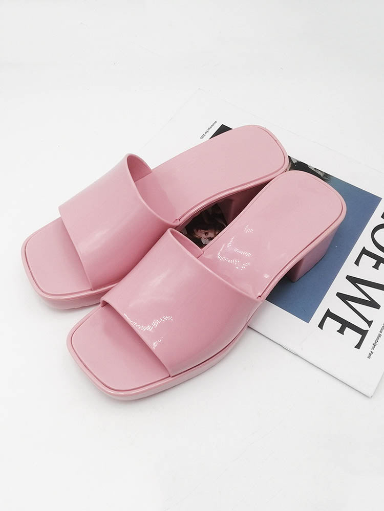 Jelly-Sandalen mit klobigem Absatz