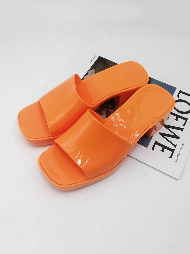 Jelly-Sandalen mit klobigem Absatz